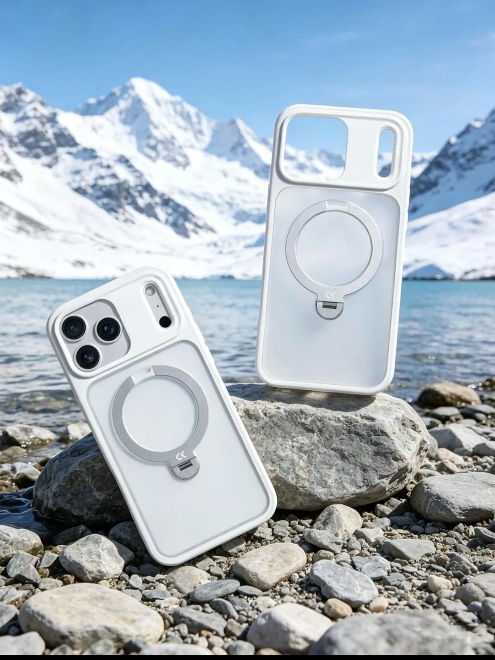White Magnetic Ring Mount Phone Case for iPhone